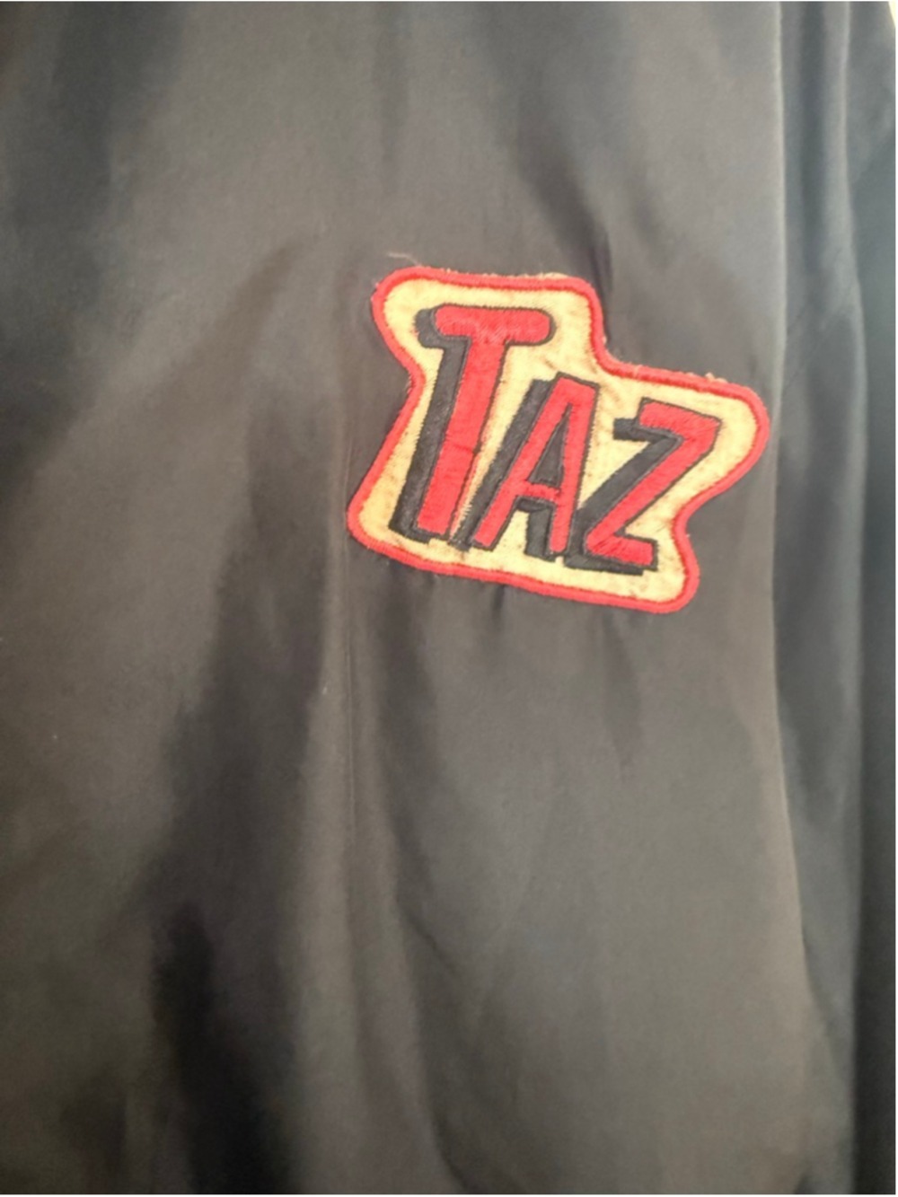 Taz Unisex American Characters Black silk Bomber Jacket M, vintage Looney Tunes